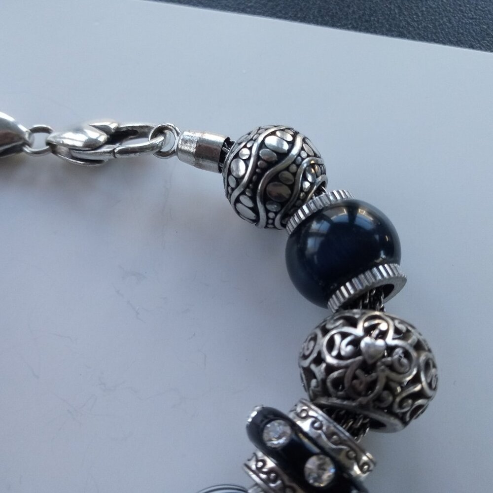 Brighton Black, Silver and Navy Beaded Charm Bracelet - Picture 4 of 7